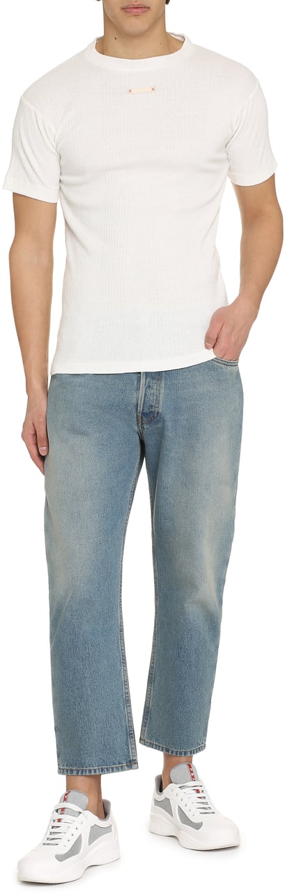 Maison Margiela Cotton knit T-shirt Neutraal