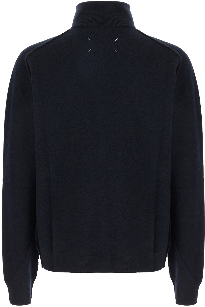 Maison Margiela Maglione in lana blu notte Blauw