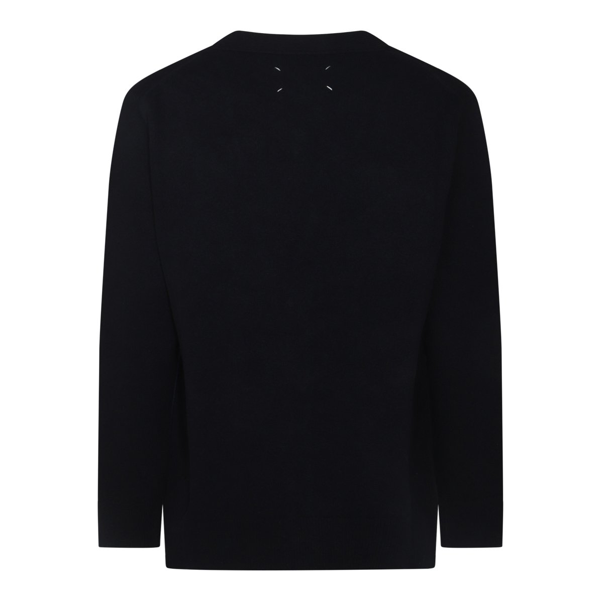 Maison Margiela Navy Blue Wool Knit Cardigan With Deep V-Neck And Button-Down Front Blauw