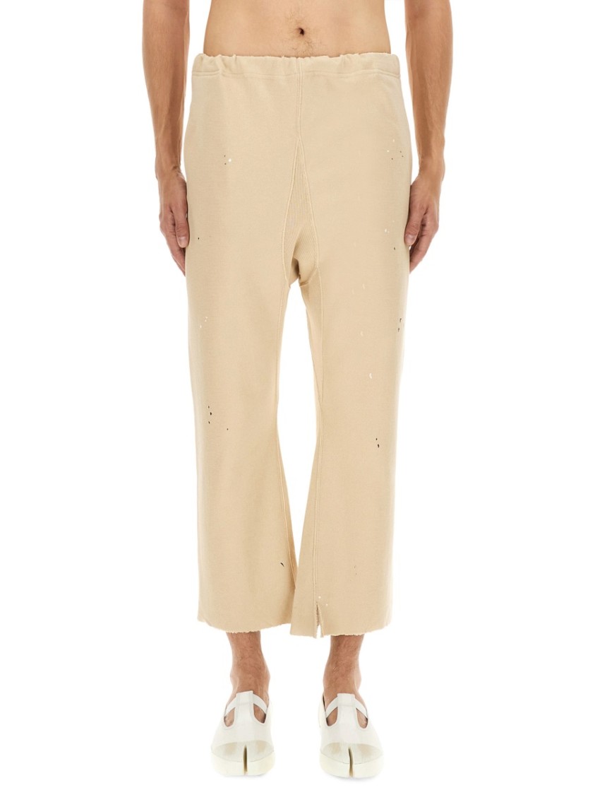 Maison Margiela Relaxed Fit Wide Leg Cotton Pants Neutraal