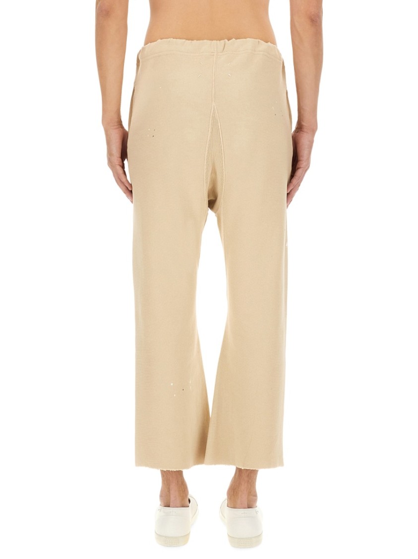 Maison Margiela Relaxed Fit Wide Leg Cotton Pants Neutraal