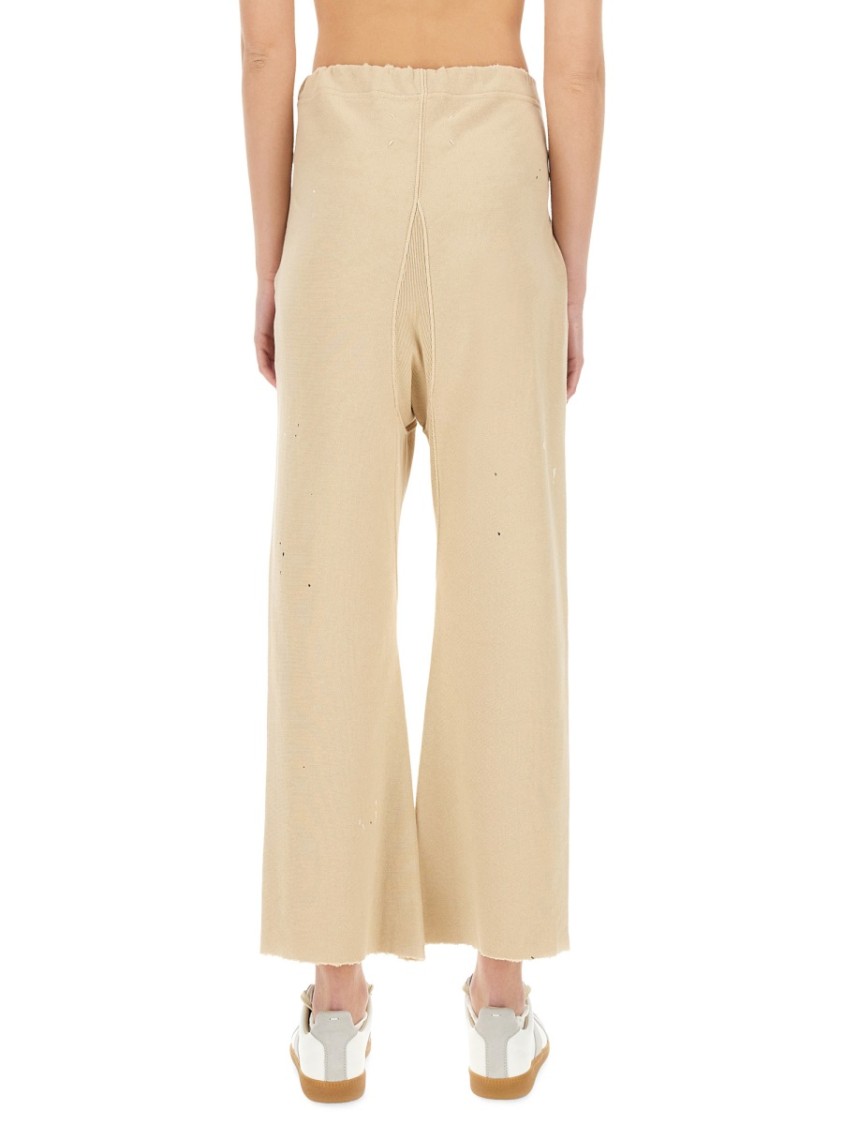Maison Margiela Relaxed Fit Wide Leg Cotton Pants Neutraal
