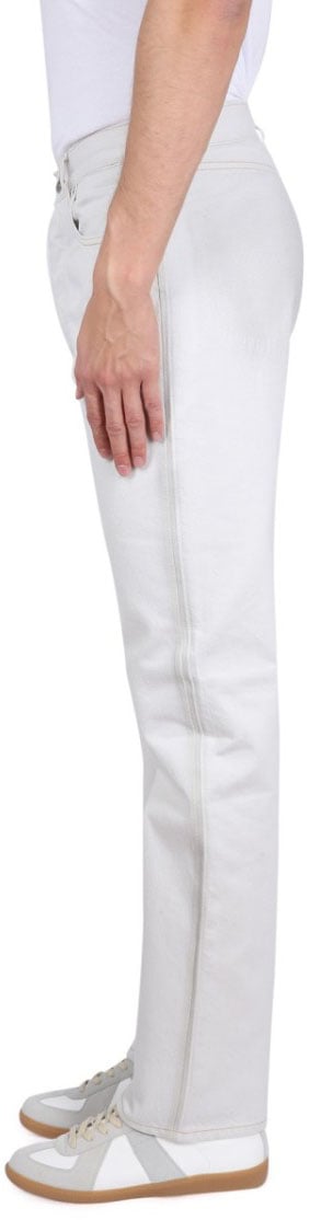 Maison Margiela Mid-Rise White Cotton Jeans with Five-Pocket Design Wit