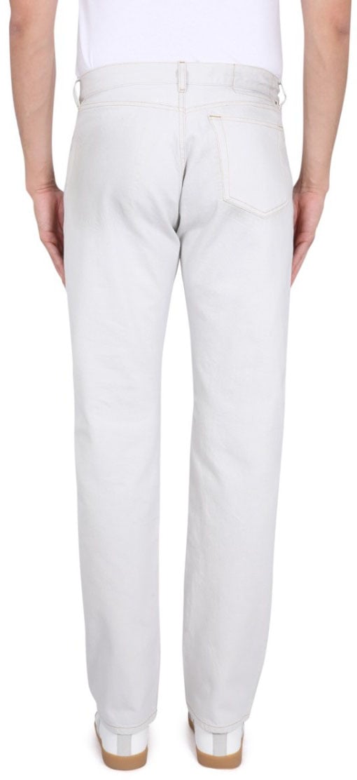 Maison Margiela Mid-Rise White Cotton Jeans with Five-Pocket Design Wit