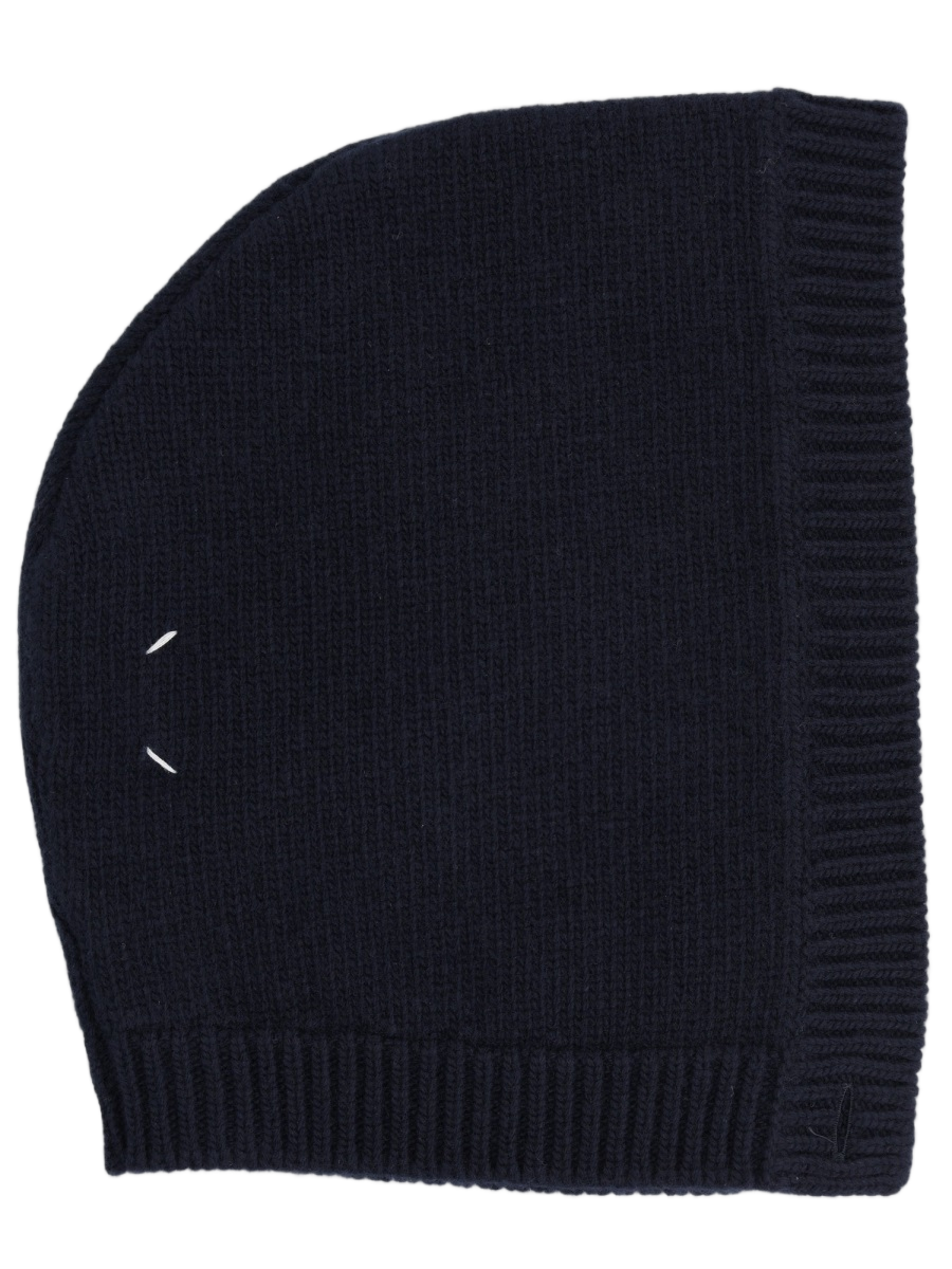 Maison Margiela Virgin Wool Ribbed Trim Hood Zwart