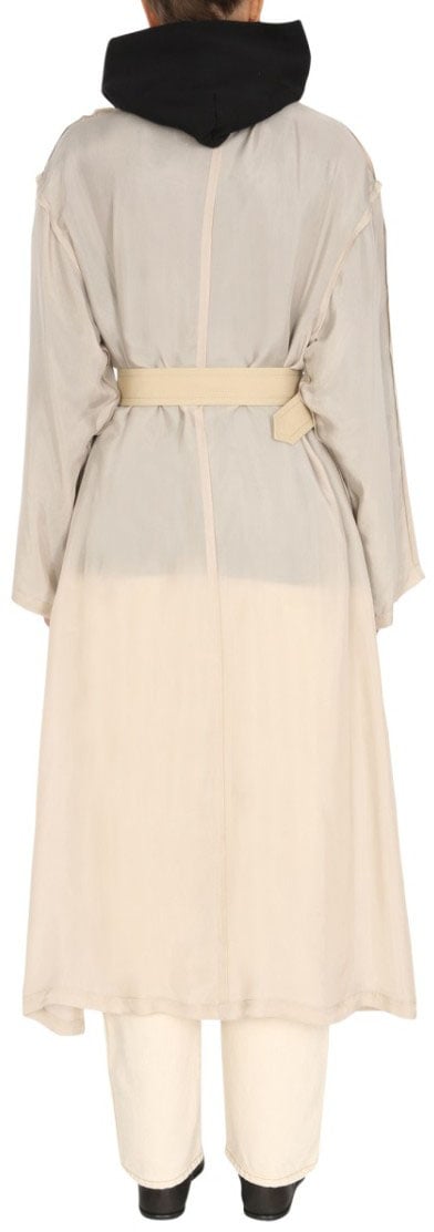 Maison Margiela Two-Material Trench Coat With Belted Waist Neutraal