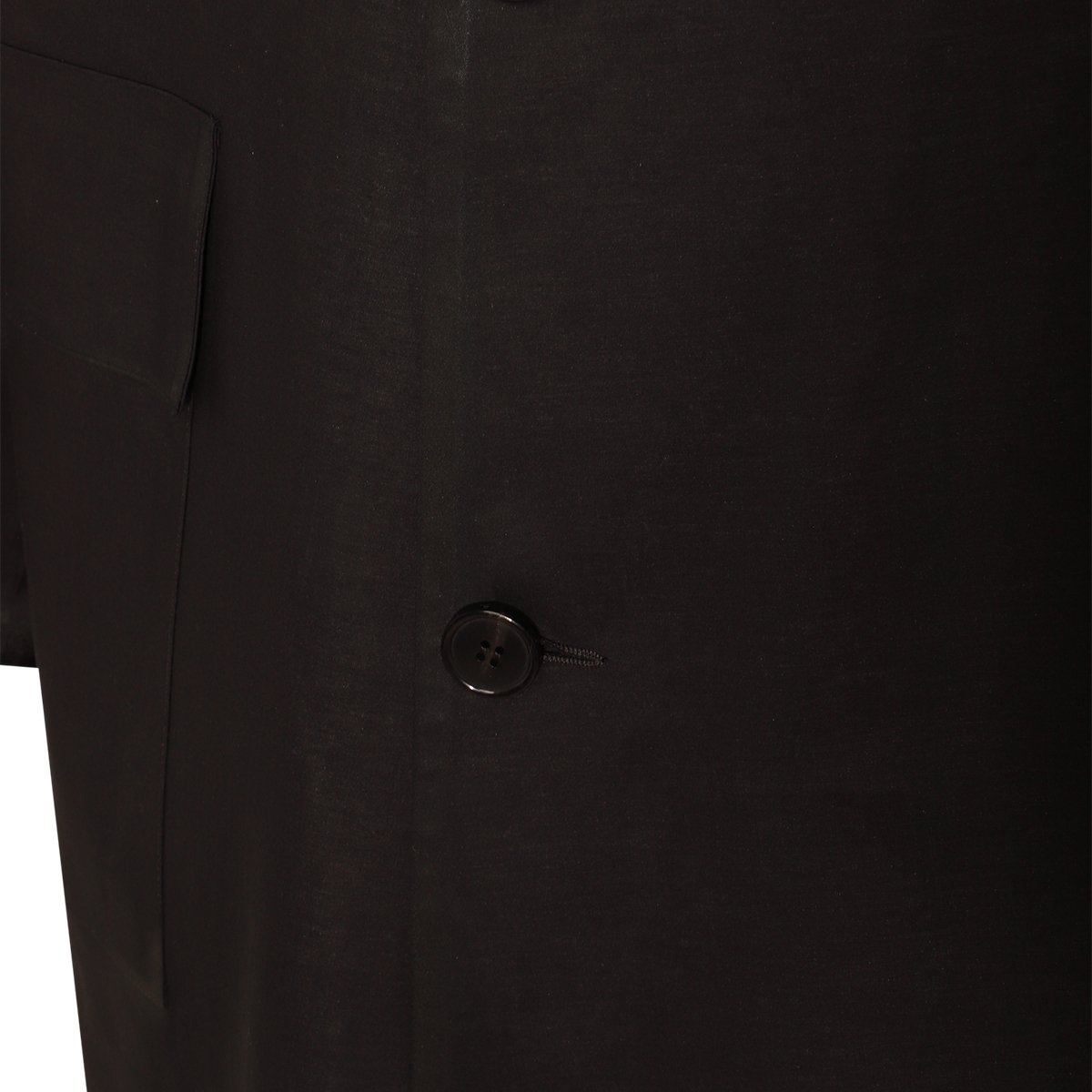Maison Margiela Long Black Cotton Coat With Classic Shirt Collar And Minimalist Design Zwart