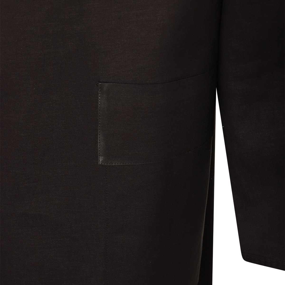 Maison Margiela Long Black Cotton Coat With Classic Shirt Collar And Minimalist Design Zwart