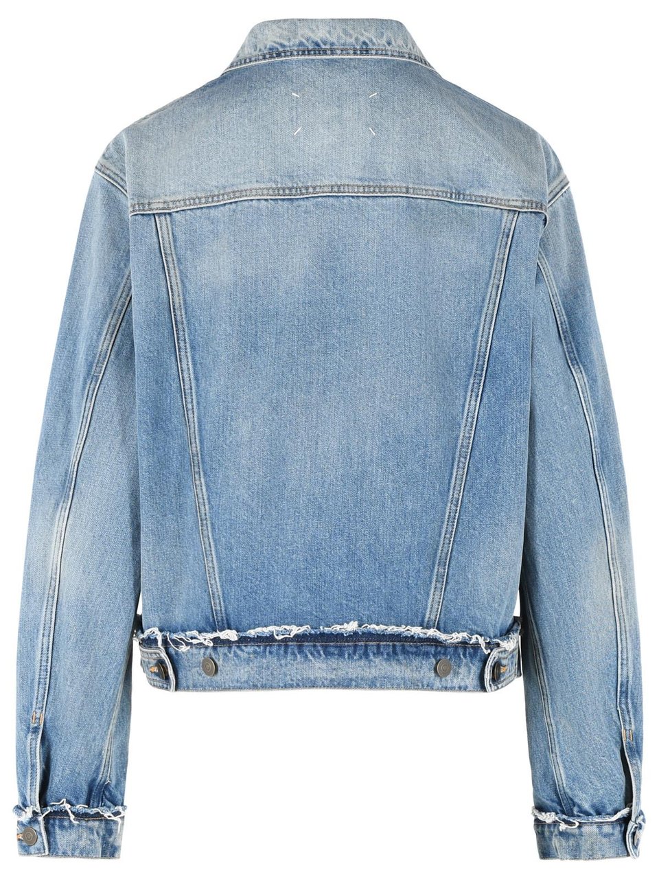 Maison Margiela Denim Sports Jacket with Frayed Edges and Vintage Detailing Grijs