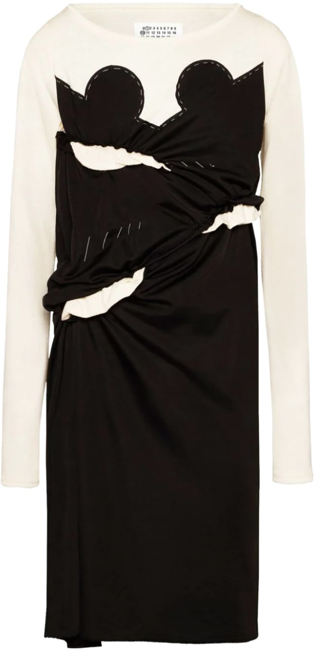 Maison Margiela Midi Dress Black/white Wit