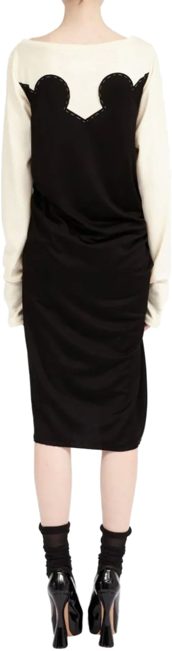 Maison Margiela Midi Dress Black/white Wit