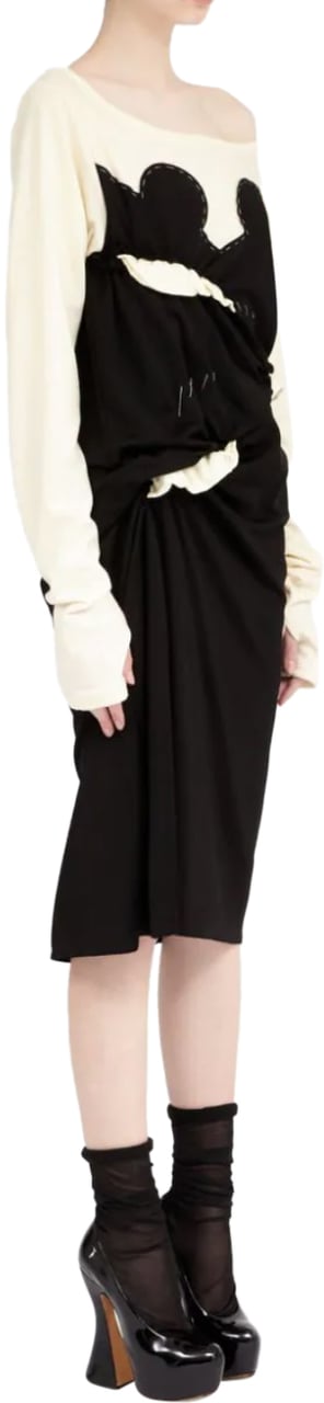 Maison Margiela Midi Dress Black/white Wit