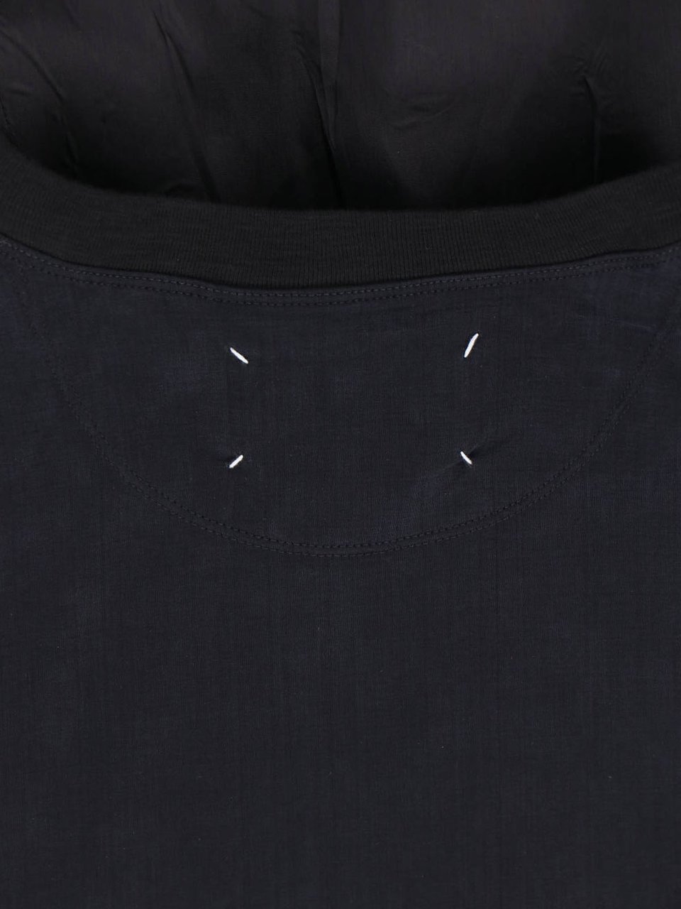 Maison Margiela Layered Black Midi Dress with Asymmetrical Skirt Overlay Zwart