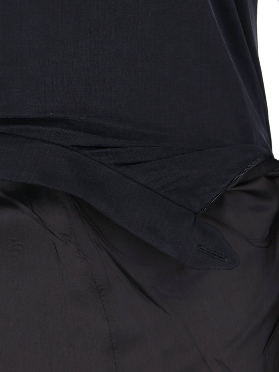 Maison Margiela Layered Black Midi Dress with Asymmetrical Skirt Overlay Zwart