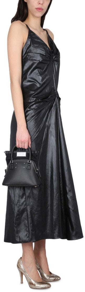 Maison Margiela Moiré Polyester Dress Zwart