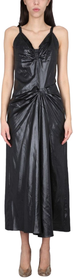 Maison Margiela Moiré Polyester Dress Zwart