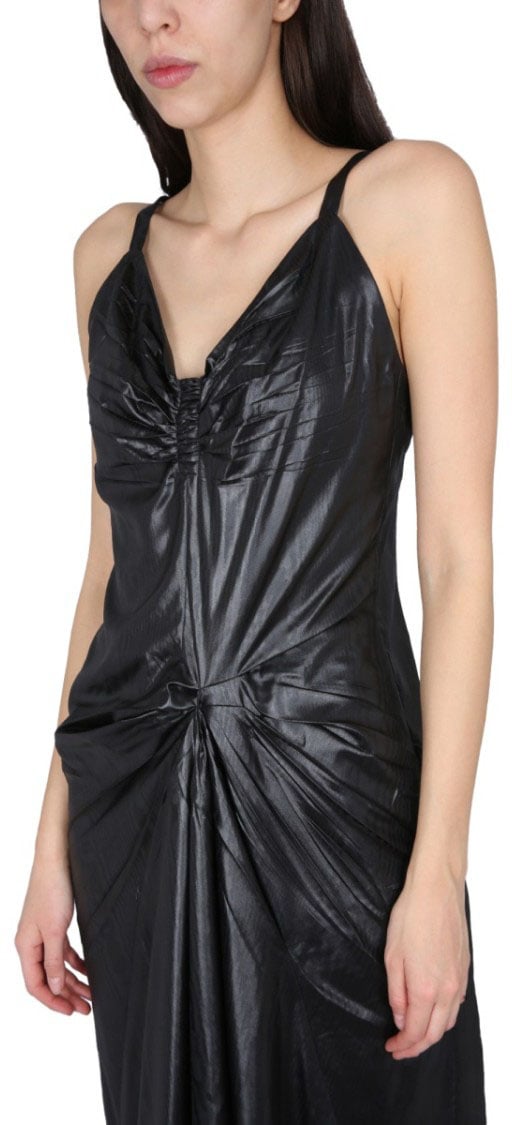 Maison Margiela Moiré Polyester Dress Zwart