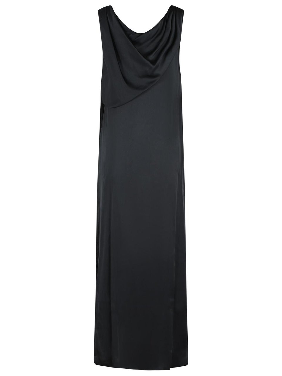 Maison Margiela Black Silk Blend Maxi Dress Zwart