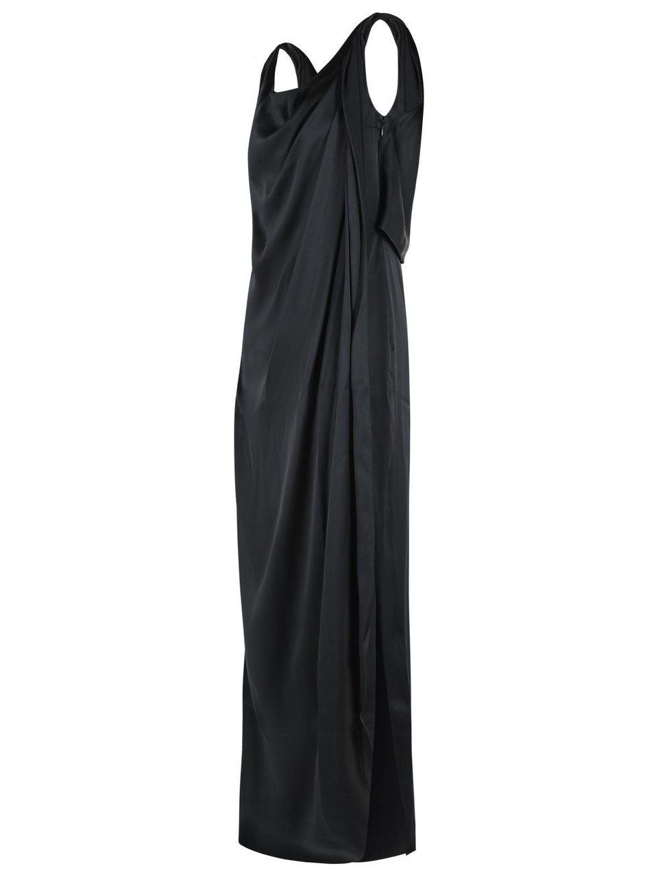 Maison Margiela Black Silk Blend Maxi Dress Zwart
