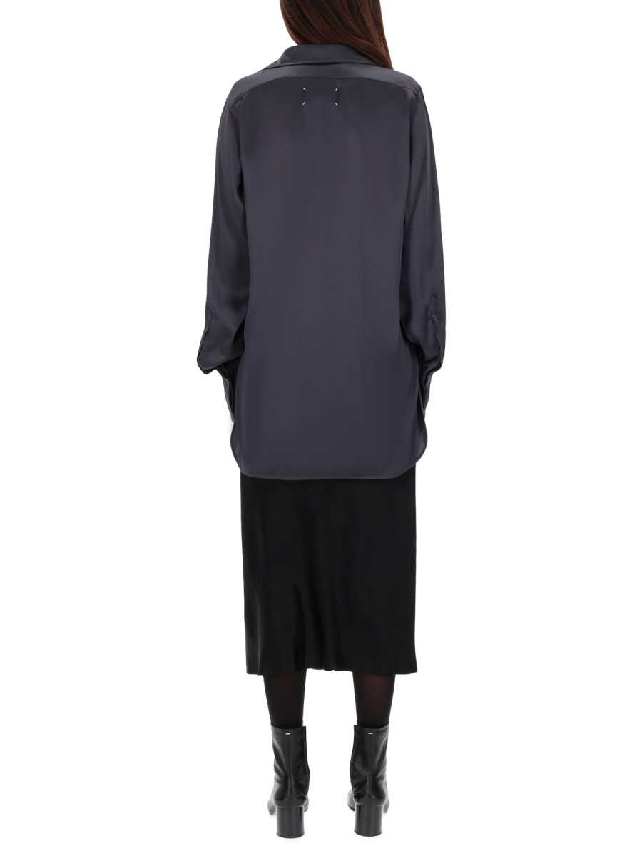 Maison Margiela Asymmetrical Hem Collared Long-Sleeve Shirt Zwart