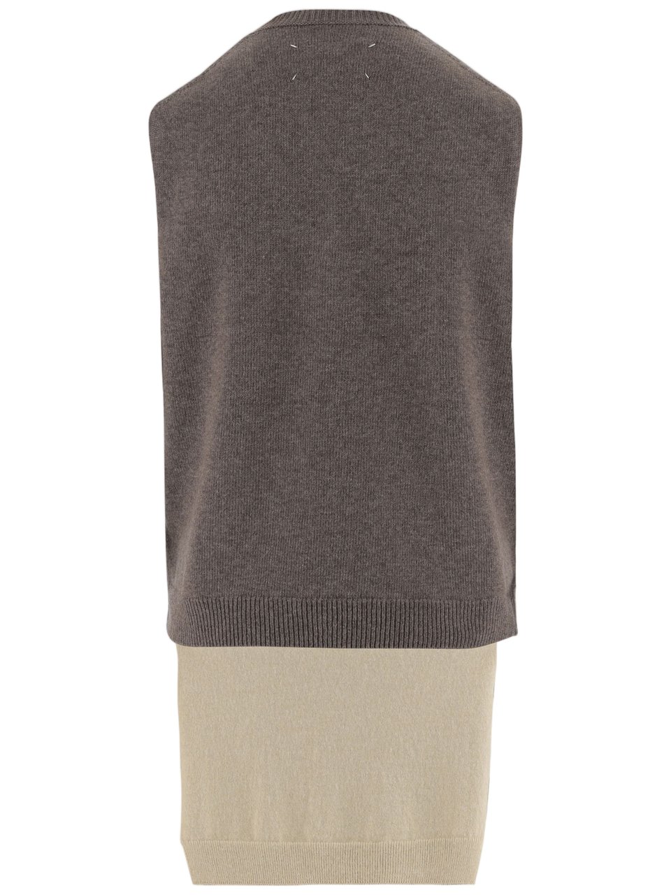 Maison Margiela Sleeveless Wool Vest With Color-Block Design Grijs