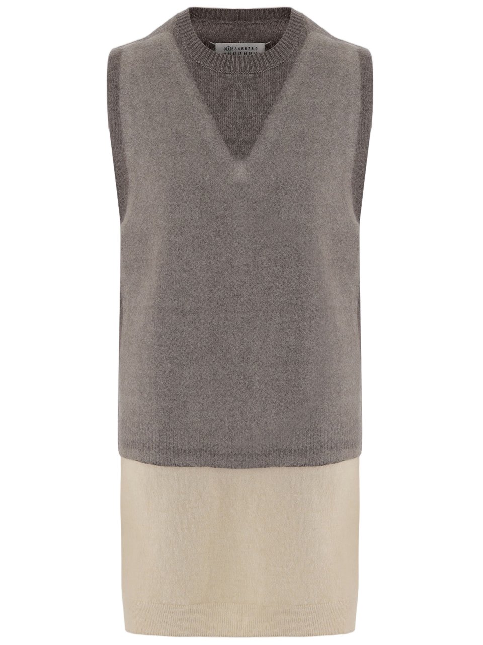 Maison Margiela Sleeveless Wool Vest With Color-Block Design Grijs