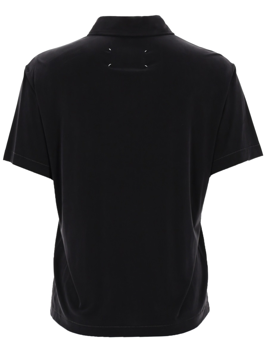 Maison Margiela Cupro Blend Three-Button Polo Shirt Zwart
