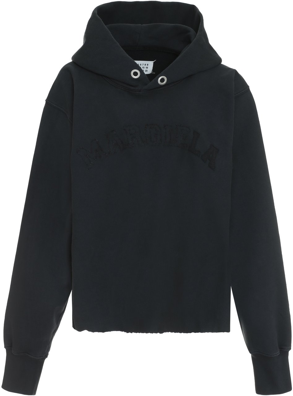 Maison Margiela Logo cotton hoodie Grijs