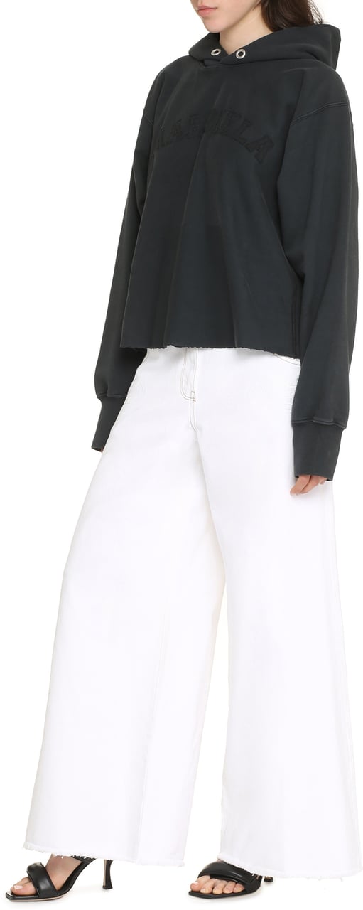 Maison Margiela Logo cotton hoodie Grijs