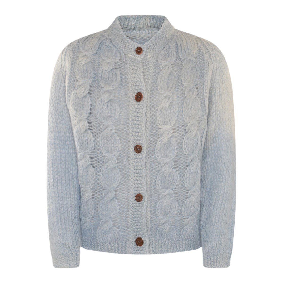 Maison Margiela Chunky Knit Cable Cardigan Sweater With Button-Up Front Wit