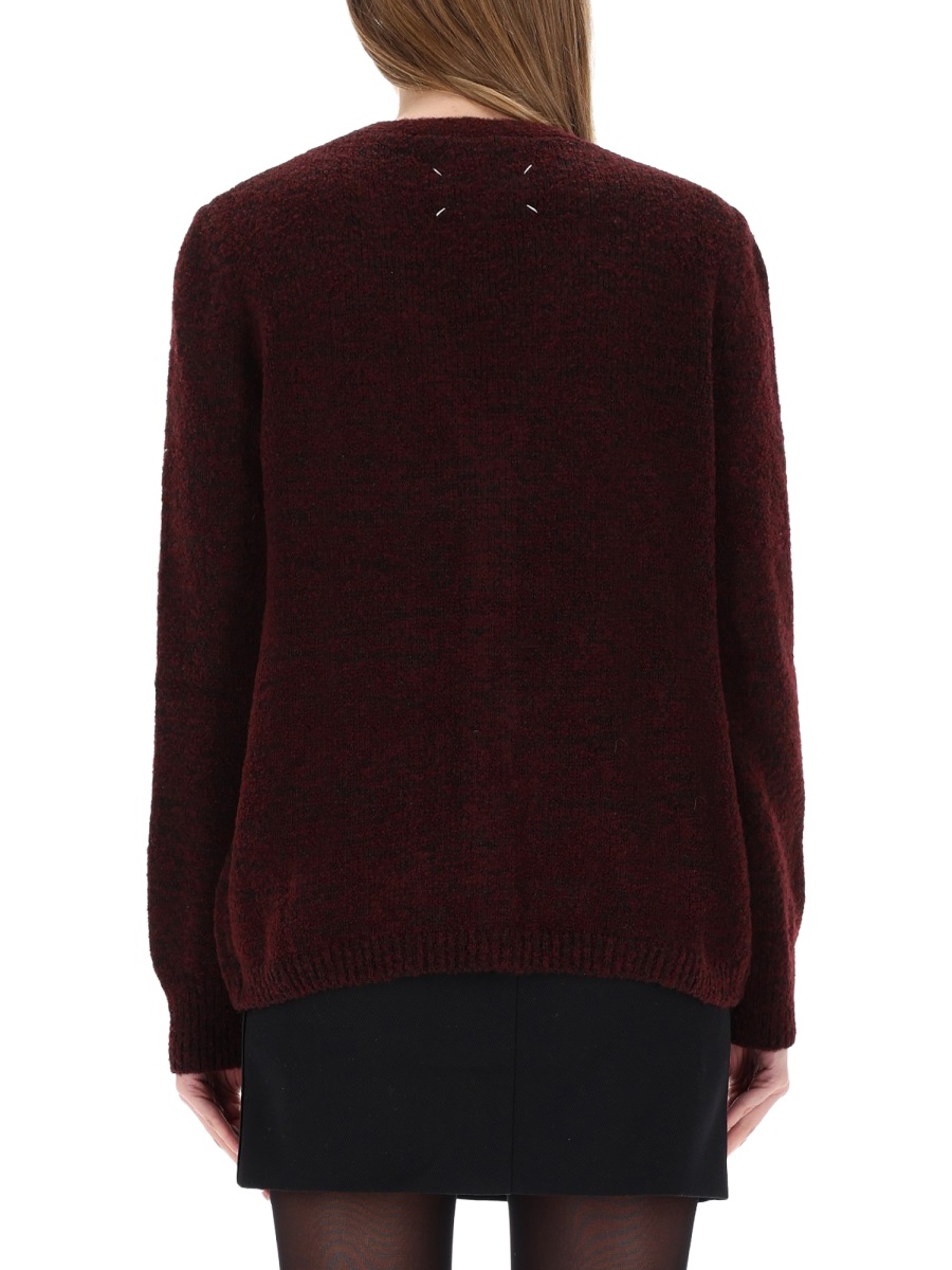 Maison Margiela Textured Knit V-Neck Cardigan Zwart