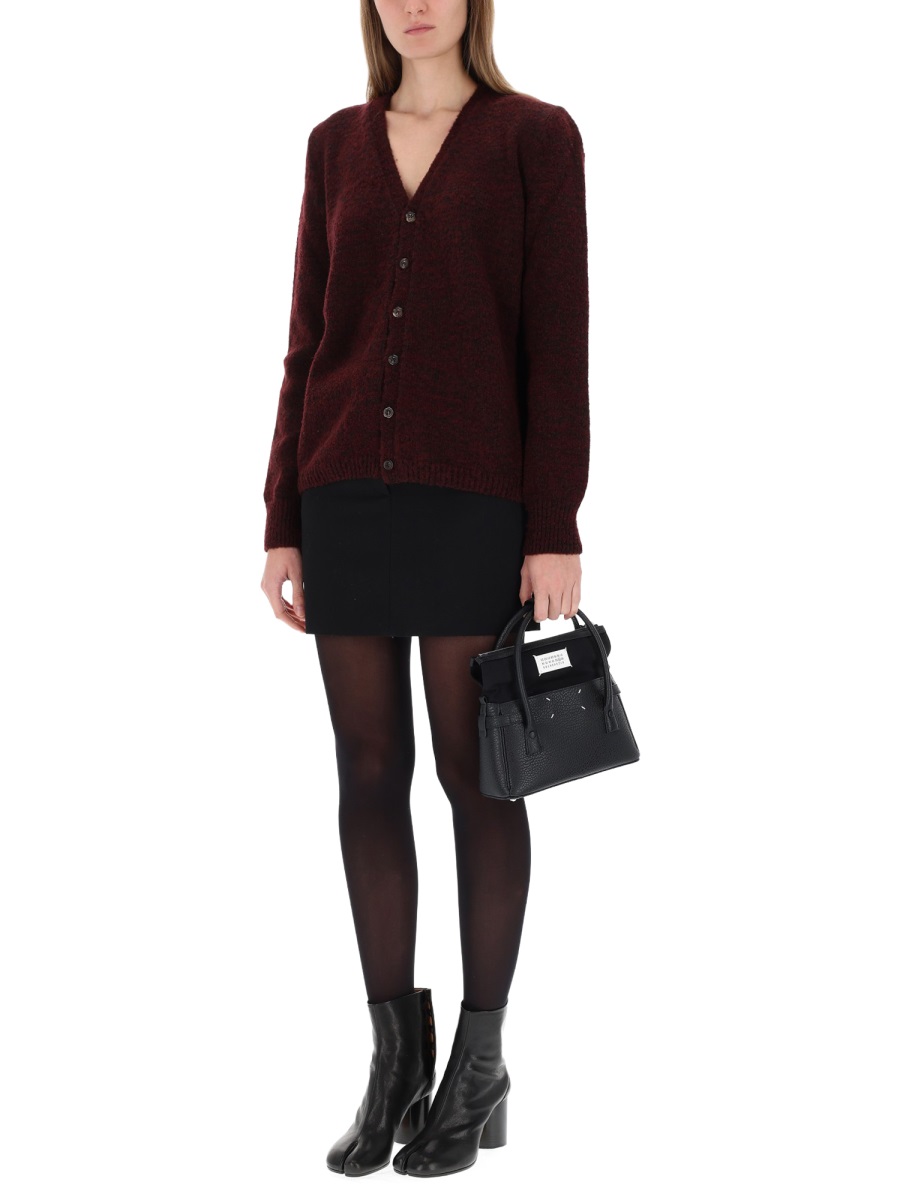 Maison Margiela Textured Knit V-Neck Cardigan Zwart