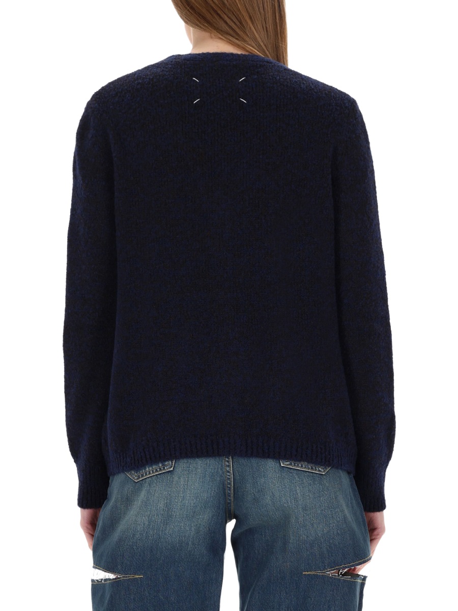 Maison Margiela Textured Knit V-Neck Cardigan Zwart