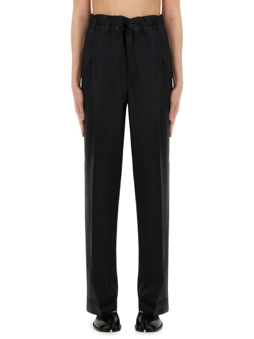 Maison Margiela Wool And Mohair Pants Zwart