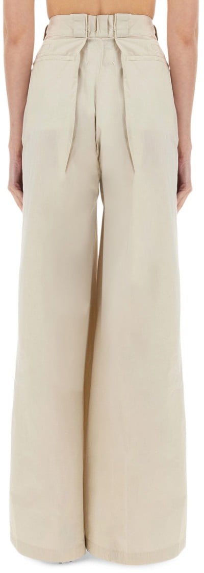 Maison Margiela High-Waisted Wide-Fit Pants With Pleated Detailing Neutraal