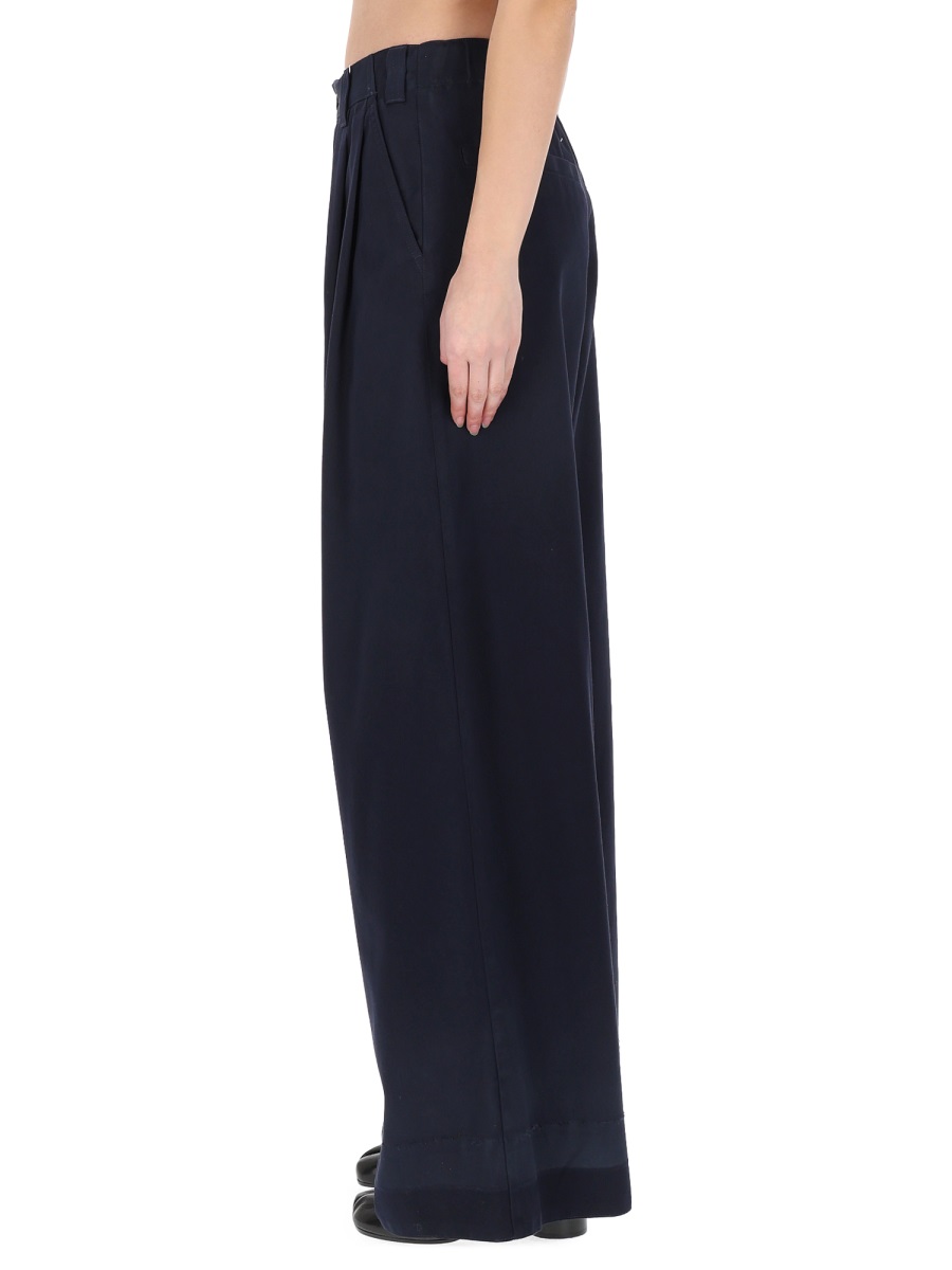 Maison Margiela Polyester-Blend High Waisted Wide-Leg Chinos Zwart