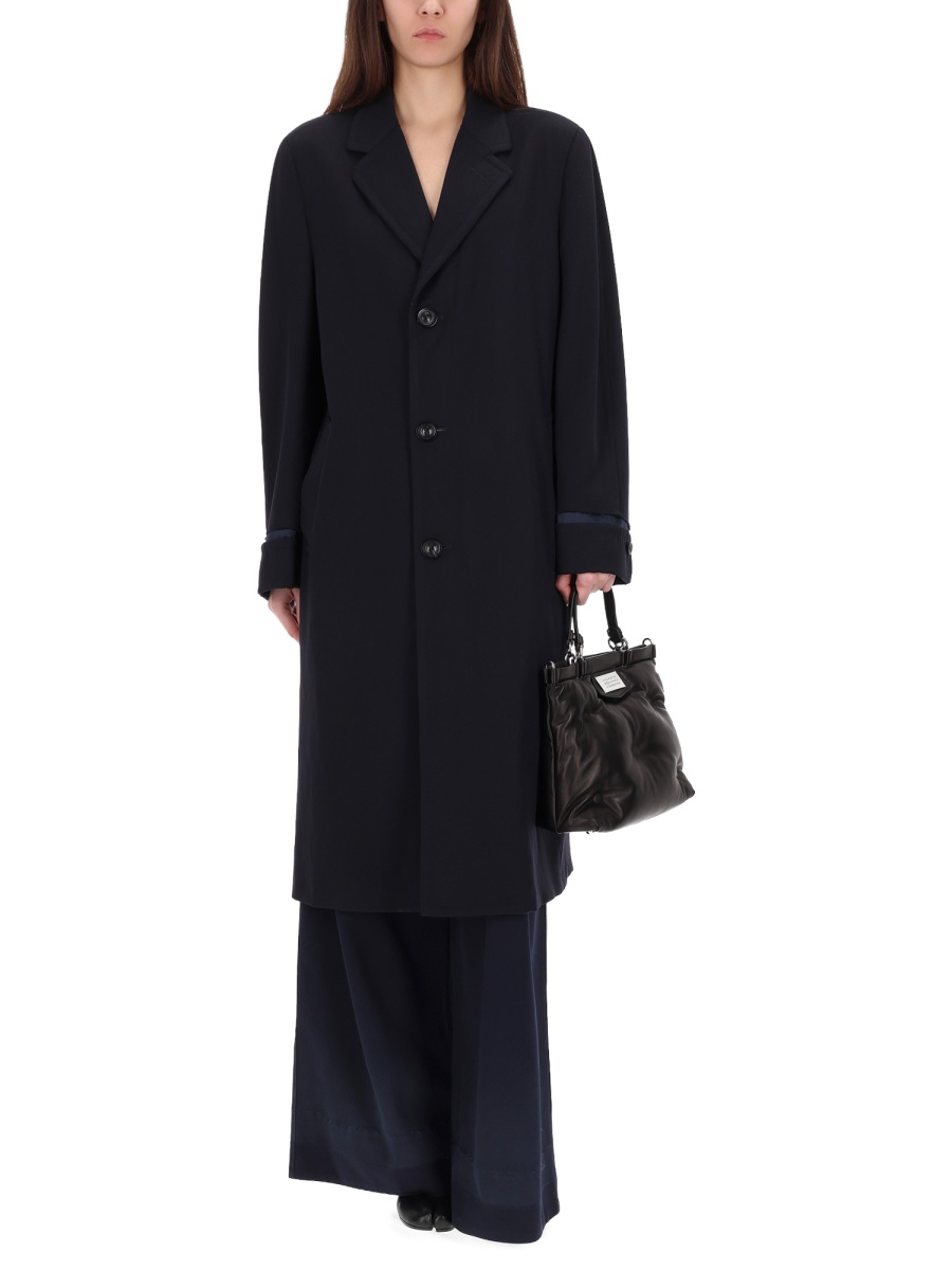 Maison Margiela Polyester-Blend High Waisted Wide-Leg Chinos Zwart