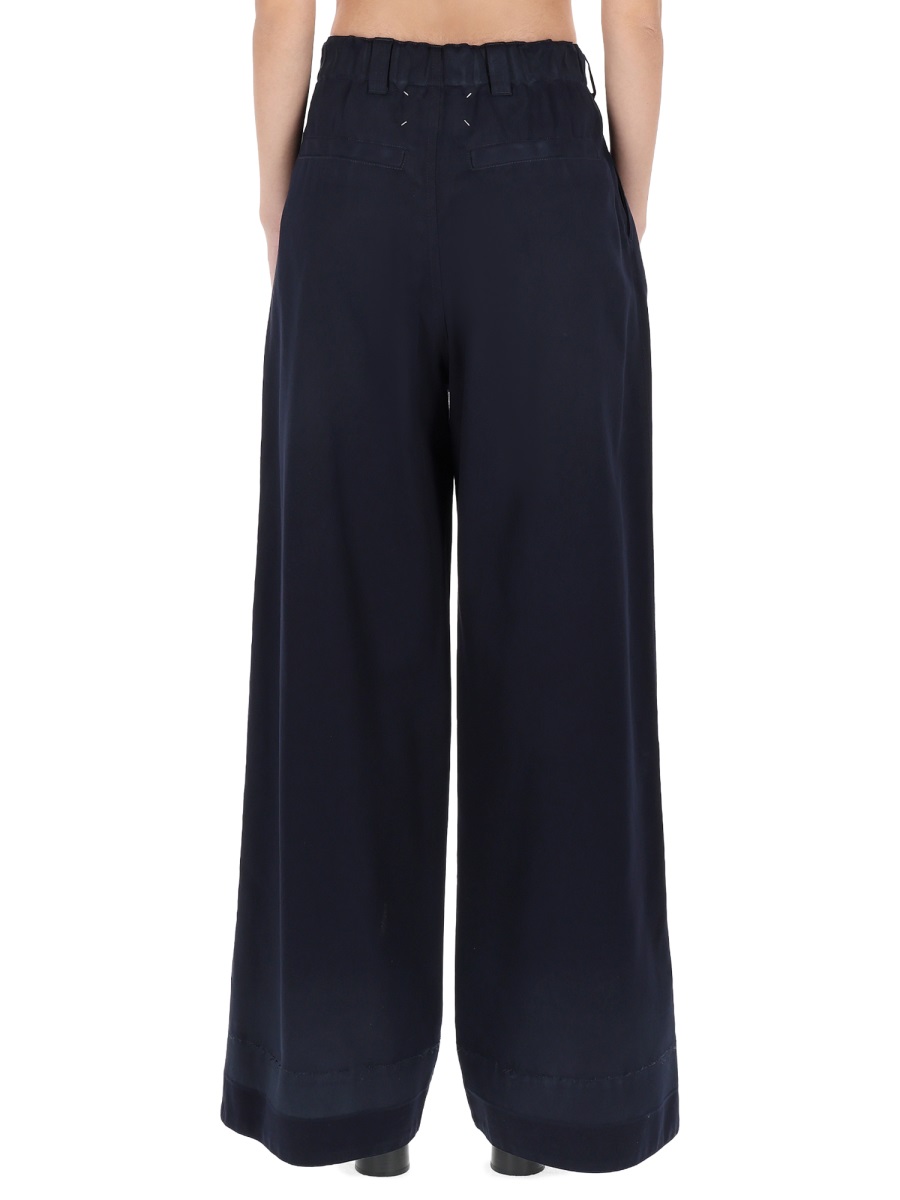 Maison Margiela Polyester-Blend High Waisted Wide-Leg Chinos Zwart