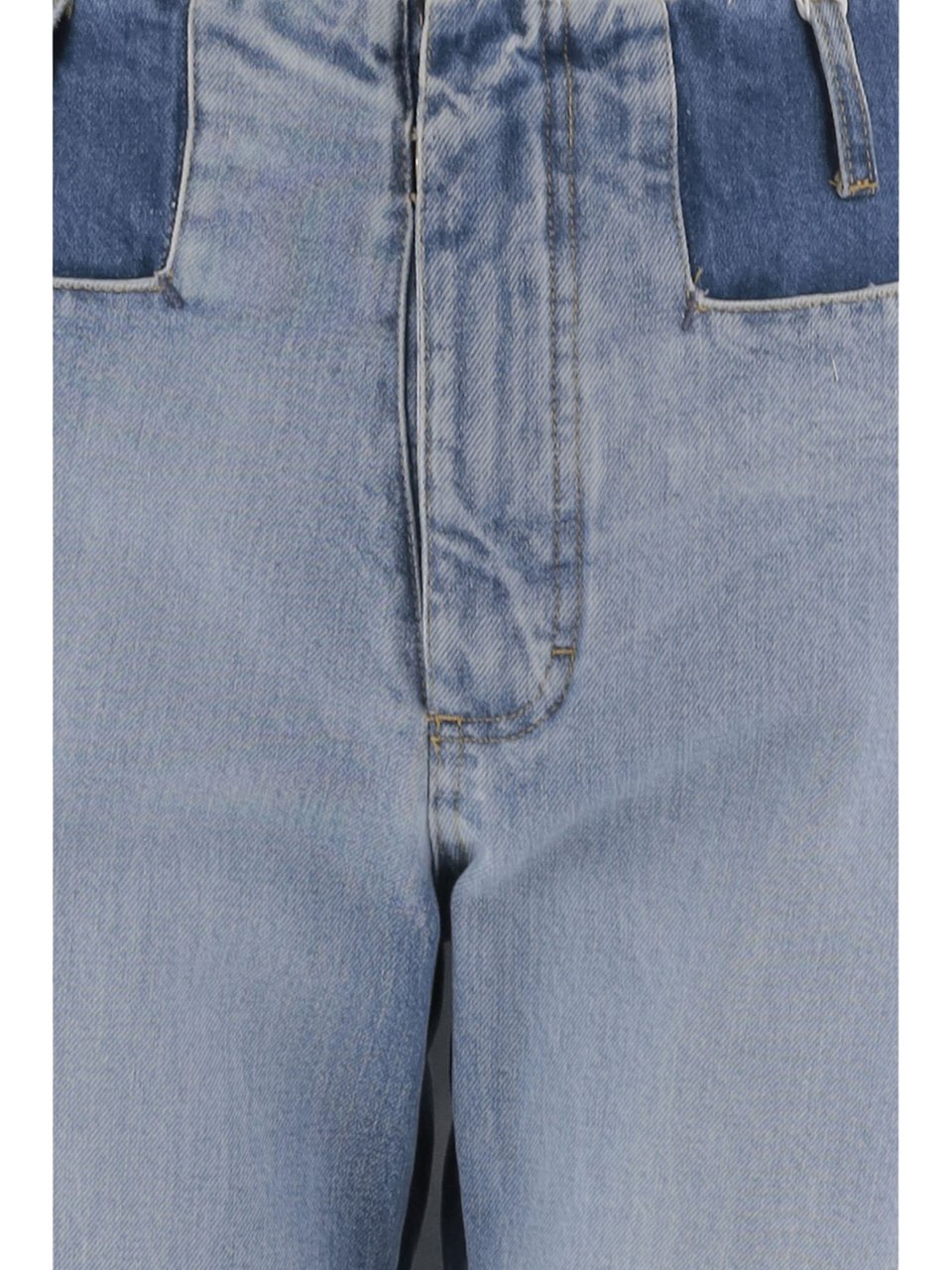 Maison Margiela High-Waisted Straight-Leg Jeans with Contrast Details Blauw