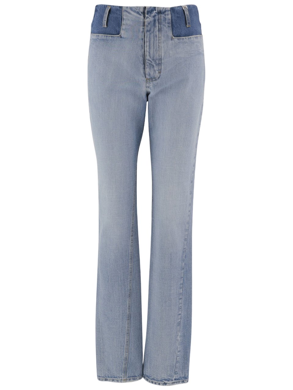 Maison Margiela High-Waisted Straight-Leg Jeans with Contrast Details Blauw
