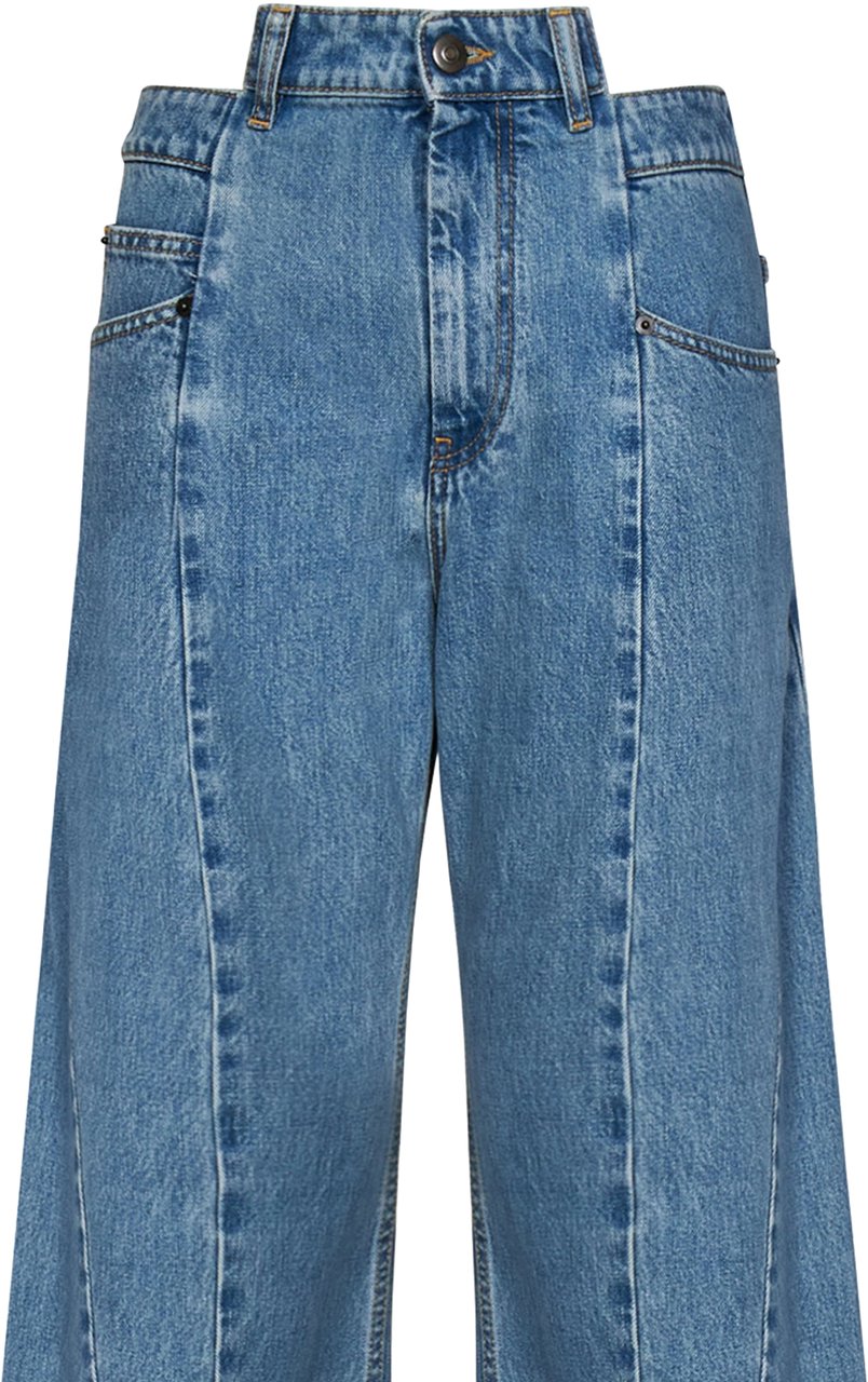 Maison Margiela Cotton jeans with iconic back stitching Blauw
