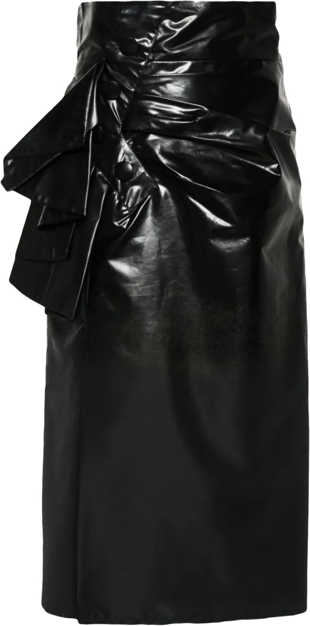 Maison Margiela Midi Skirt Side Pocket Detail - Black Zwart