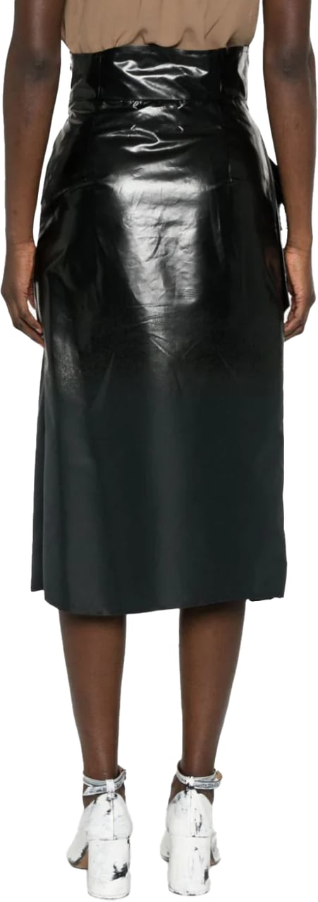 Maison Margiela Midi Skirt Side Pocket Detail - Black Zwart