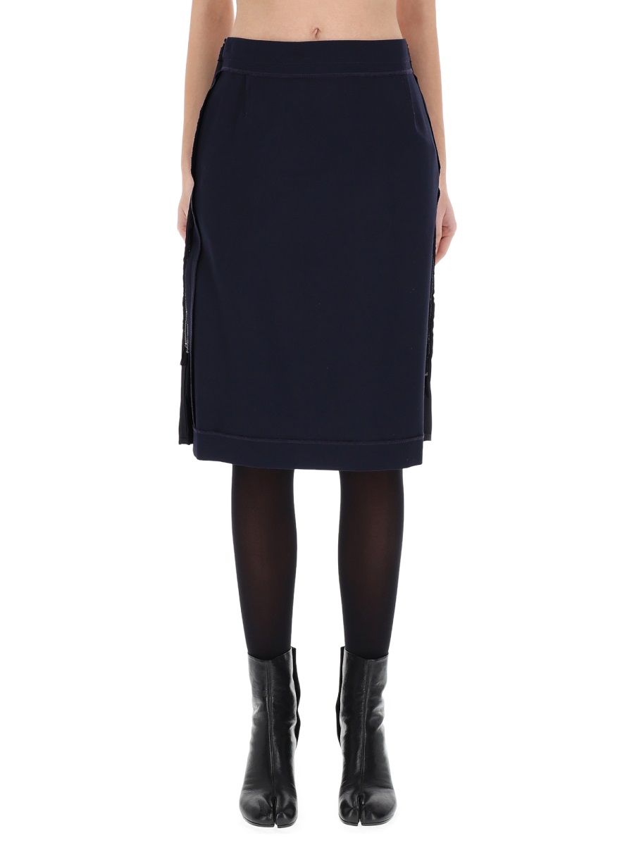 Maison Margiela Black Polyester-Blend Zipper Midi Skirt Zwart