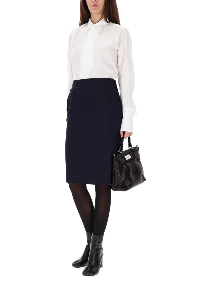 Maison Margiela Black Polyester-Blend Zipper Midi Skirt Zwart