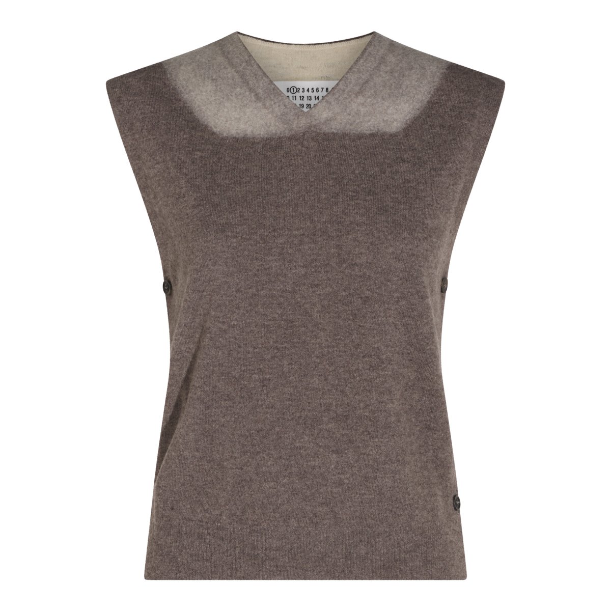 Maison Margiela Sleeveless Knit Sweater with Gradient Detail Bruin