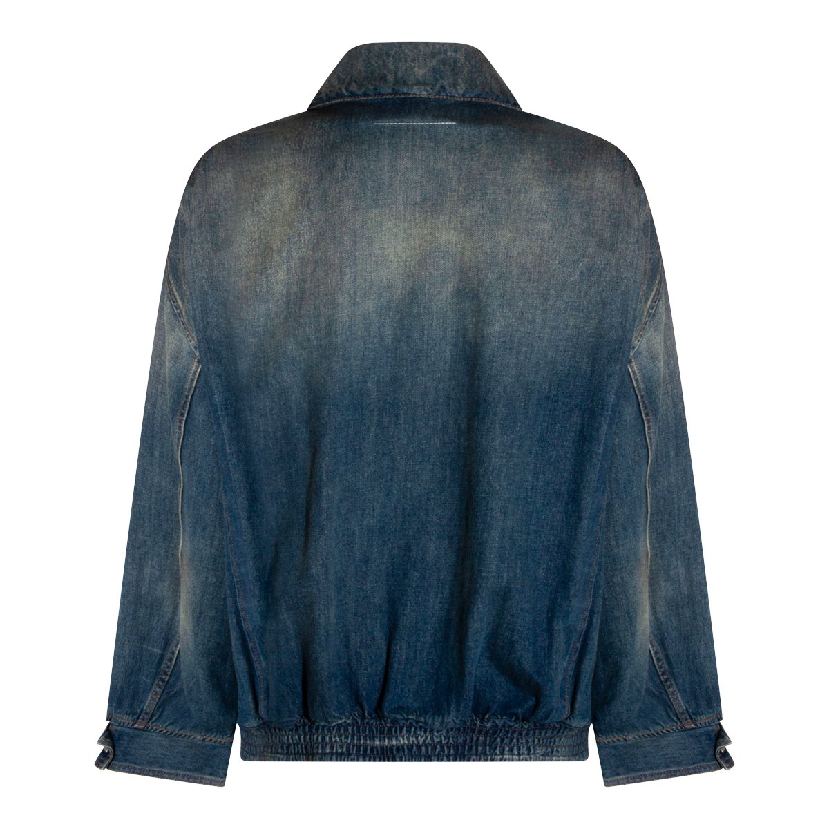 Maison Margiela Vintage Wash Denim Jacket With Front Zipper Blauw