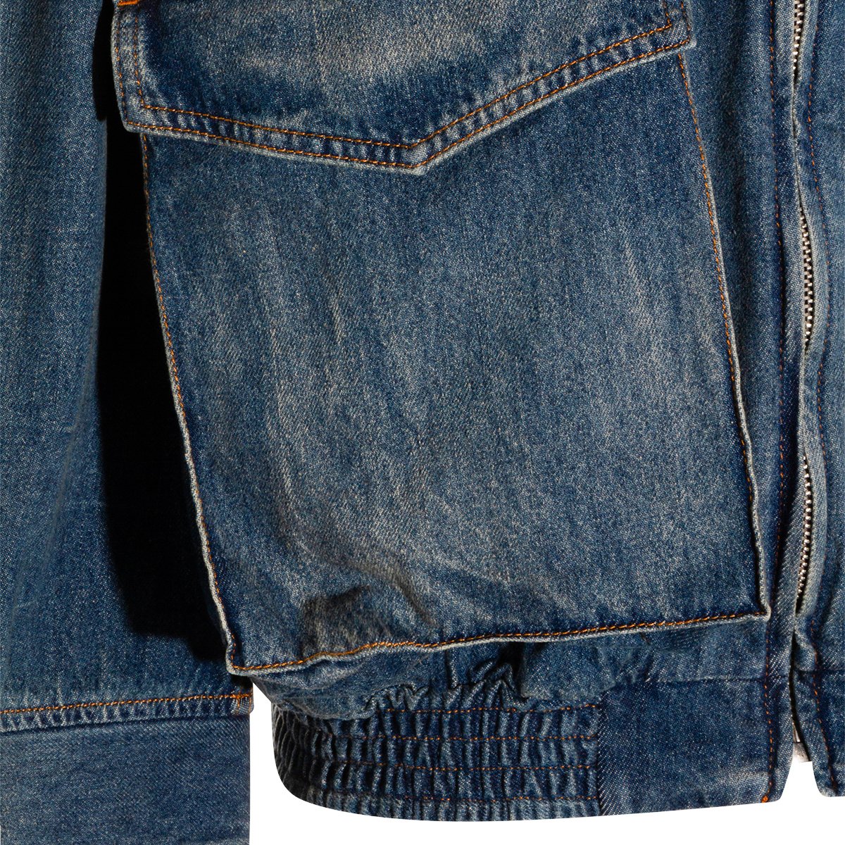 Maison Margiela Vintage Wash Denim Jacket With Front Zipper Blauw