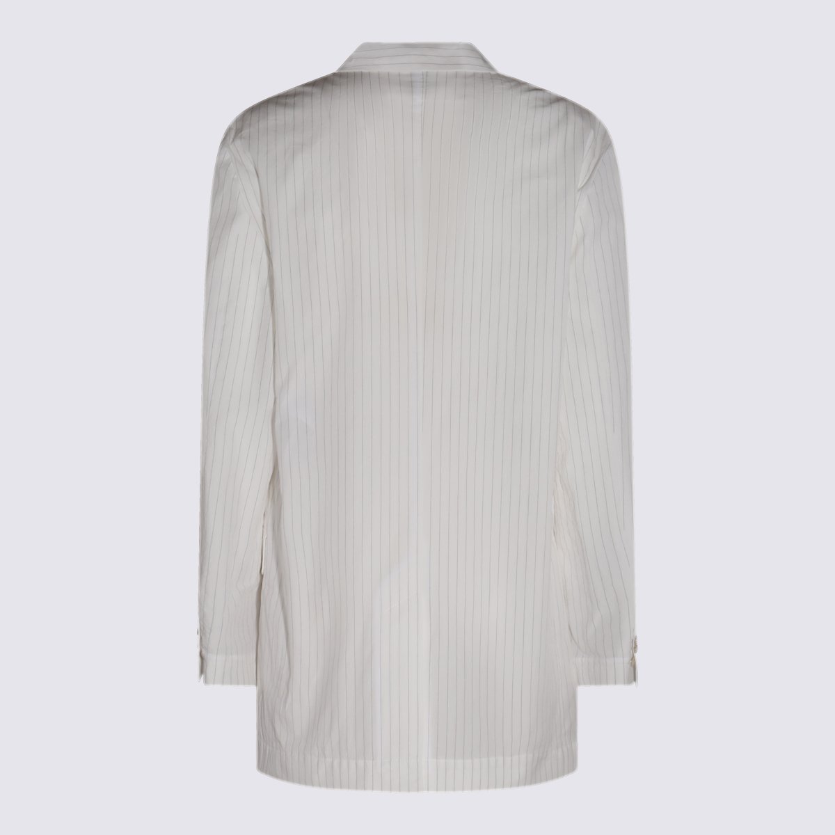 Maison Margiela Double-Breasted White Jacket with Vertical Pinstripes Wit