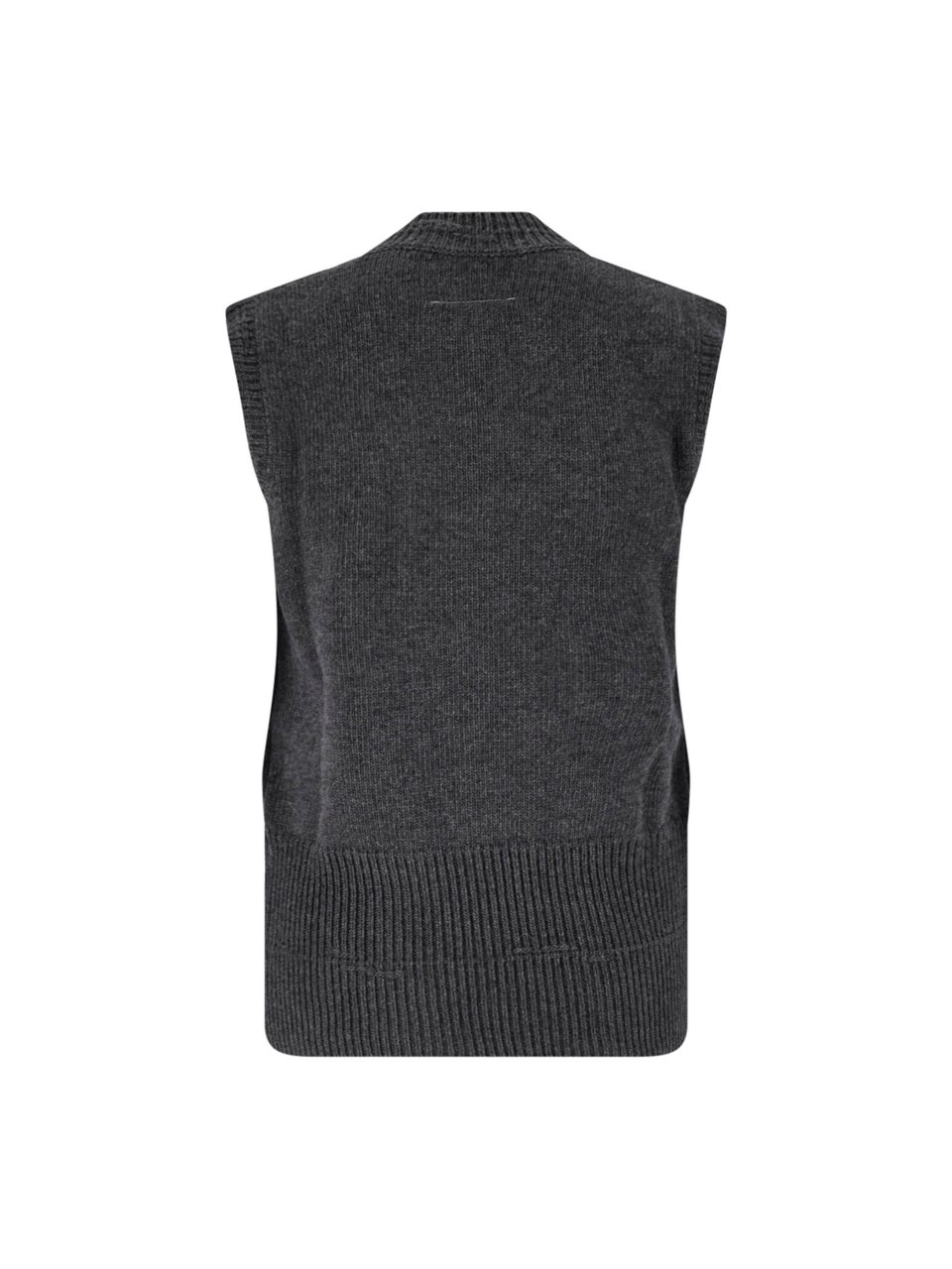 Maison Margiela Sleeveless Knit Vest With V-Neckline And Ribbed Detailing Grijs